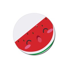 Watermelon Red Network Fruit Juicy Rubber Round Coaster (4 Pack)  by Celenk