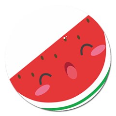 Watermelon Red Network Fruit Juicy Magnet 5  (Round)