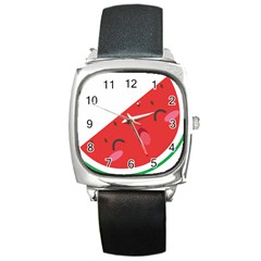 Watermelon Red Network Fruit Juicy Square Metal Watch