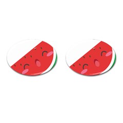 Watermelon Red Network Fruit Juicy Cufflinks (oval) by Celenk