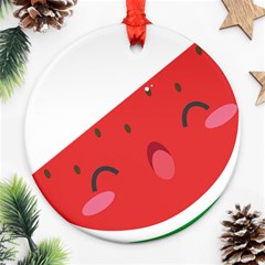 Watermelon Red Network Fruit Juicy Round Ornament (Two Sides)