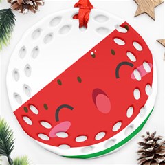 Watermelon Red Network Fruit Juicy Ornament (Round Filigree)