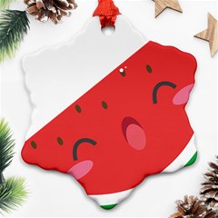 Watermelon Red Network Fruit Juicy Snowflake Ornament (Two Sides)