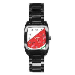 Watermelon Red Network Fruit Juicy Stainless Steel Barrel Watch