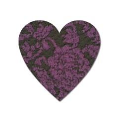 Purple Black Red Fabric Textile Heart Magnet