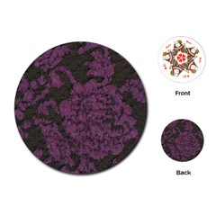 Purple Black Red Fabric Textile Playing Cards (round)  by Celenk