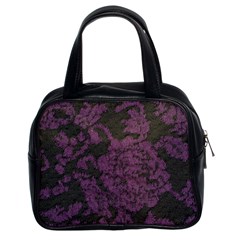 Purple Black Red Fabric Textile Classic Handbags (2 Sides) by Celenk