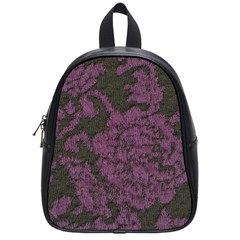 Purple Black Red Fabric Textile School Bag (small) by Celenk