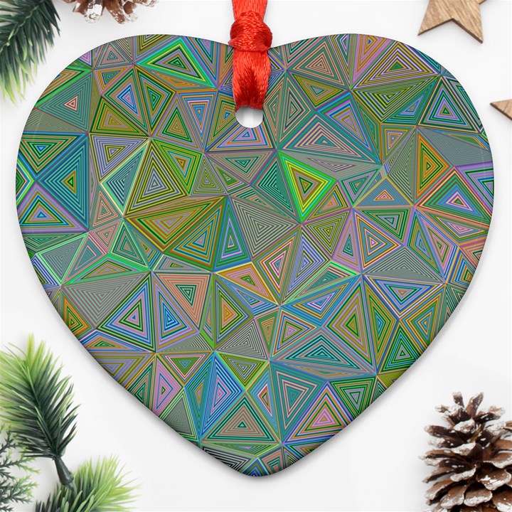 Triangle Background Abstract Heart Ornament (Two Sides)