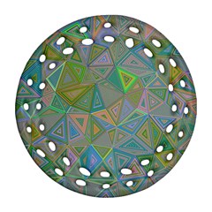 Triangle Background Abstract Round Filigree Ornament (two Sides) by Celenk