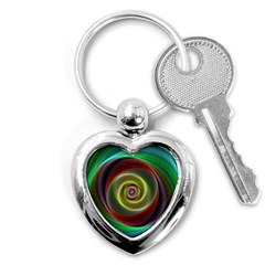 Spiral Vortex Fractal Render Swirl Key Chains (heart)  by Celenk