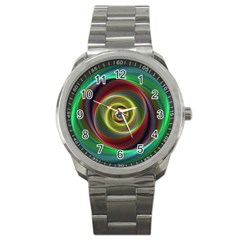 Spiral Vortex Fractal Render Swirl Sport Metal Watch by Celenk