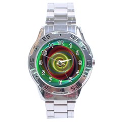 Spiral Vortex Fractal Render Swirl Stainless Steel Analogue Watch by Celenk