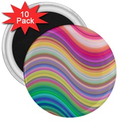 Wave Background Happy Design 3  Magnets (10 Pack)  by Celenk