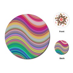 Wave Background Happy Design Playing Cards (round)  by Celenk