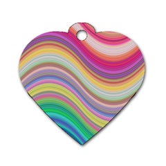 Wave Background Happy Design Dog Tag Heart (two Sides) by Celenk