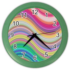 Wave Background Happy Design Color Wall Clocks by Celenk