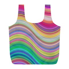 Wave Background Happy Design Full Print Recycle Bags (l)  by Celenk