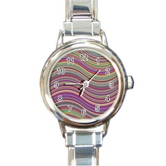 Wave Abstract Happy Background Round Italian Charm Watch by Celenk