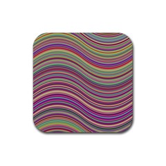 Wave Abstract Happy Background Rubber Coaster (square)  by Celenk