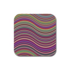 Wave Abstract Happy Background Rubber Square Coaster (4 Pack)  by Celenk