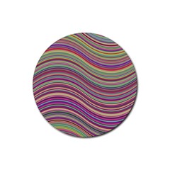 Wave Abstract Happy Background Rubber Coaster (round)  by Celenk