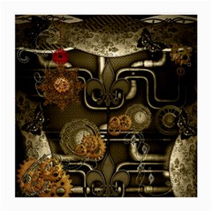 Wonderful Noble Steampunk Design, Clocks And Gears And Butterflies Medium Glasses Cloth (2-side) by FantasyWorld7