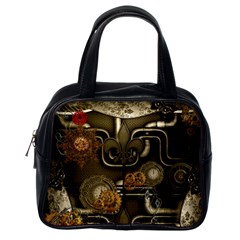 Wonderful Noble Steampunk Design, Clocks And Gears And Butterflies Classic Handbags (one Side) by FantasyWorld7