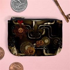 Wonderful Noble Steampunk Design, Clocks And Gears And Butterflies Mini Coin Purses by FantasyWorld7