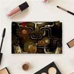 Wonderful Noble Steampunk Design, Clocks And Gears And Butterflies Cosmetic Bag (Medium)  Back