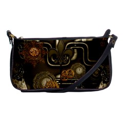 Wonderful Noble Steampunk Design, Clocks And Gears And Butterflies Shoulder Clutch Bags by FantasyWorld7