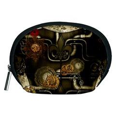 Wonderful Noble Steampunk Design, Clocks And Gears And Butterflies Accessory Pouches (medium)  by FantasyWorld7