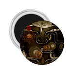 Wonderful Noble Steampunk Design, Clocks And Gears And Butterflies 2.25  Magnets Front