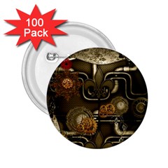 Wonderful Noble Steampunk Design, Clocks And Gears And Butterflies 2 25  Buttons (100 Pack)  by FantasyWorld7