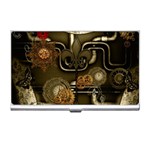 Wonderful Noble Steampunk Design, Clocks And Gears And Butterflies Business Card Holders Front