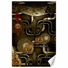 Wonderful Noble Steampunk Design, Clocks And Gears And Butterflies Canvas 24  X 36  by FantasyWorld7