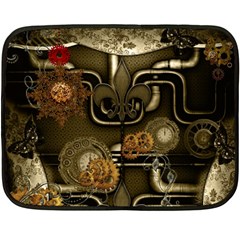 Wonderful Noble Steampunk Design, Clocks And Gears And Butterflies Double Sided Fleece Blanket (mini)  by FantasyWorld7