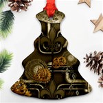 Wonderful Noble Steampunk Design, Clocks And Gears And Butterflies Ornament (Christmas Tree)  Front