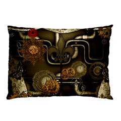 Wonderful Noble Steampunk Design, Clocks And Gears And Butterflies Pillow Case (two Sides) by FantasyWorld7