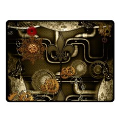 Wonderful Noble Steampunk Design, Clocks And Gears And Butterflies Double Sided Fleece Blanket (small)  by FantasyWorld7