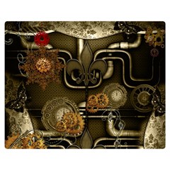 Wonderful Noble Steampunk Design, Clocks And Gears And Butterflies Double Sided Flano Blanket (medium) 