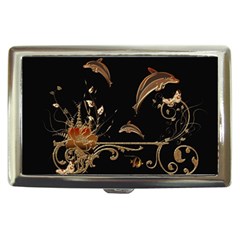 Wonderful Dolphins And Flowers, Golden Colors Cigarette Money Cases by FantasyWorld7