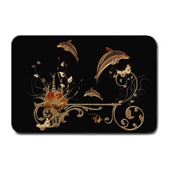 Wonderful Dolphins And Flowers, Golden Colors Plate Mats