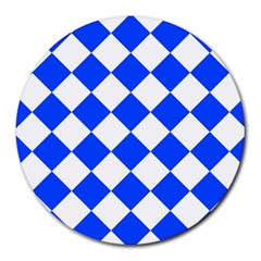 Blue White Diamonds Seamless Round Mousepads by Celenk