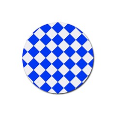 Blue White Diamonds Seamless Rubber Round Coaster (4 Pack)  by Celenk