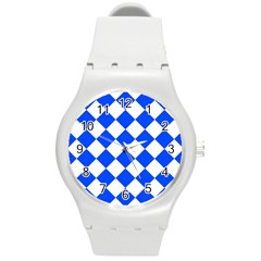 Blue White Diamonds Seamless Round Plastic Sport Watch (m) by Celenk