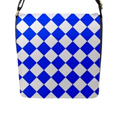 Blue White Diamonds Seamless Flap Messenger Bag (l)  by Celenk