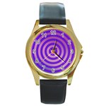 Circle Target Focus Concentric Round Gold Metal Watch Front