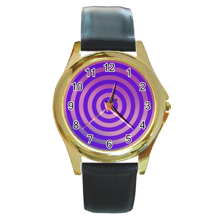 Circle Target Focus Concentric Round Gold Metal Watch