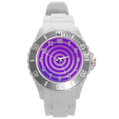 Circle Target Focus Concentric Round Plastic Sport Watch (l) by Celenk